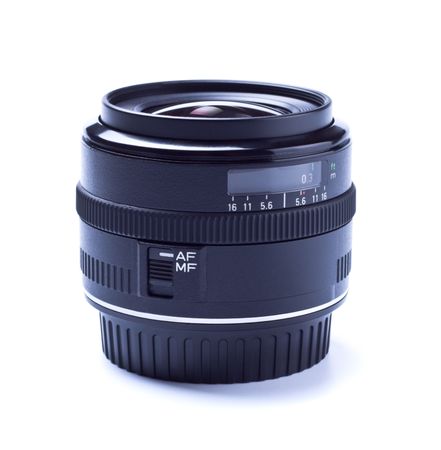 wide angle lens isolated on whiteの写真素材