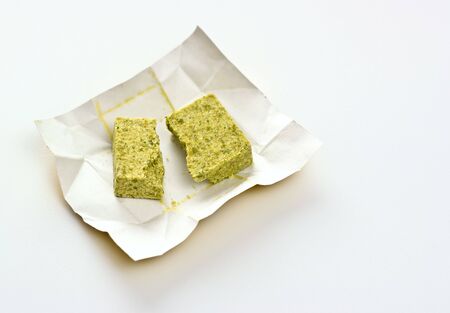 stock cube on table, white backgroundの写真素材