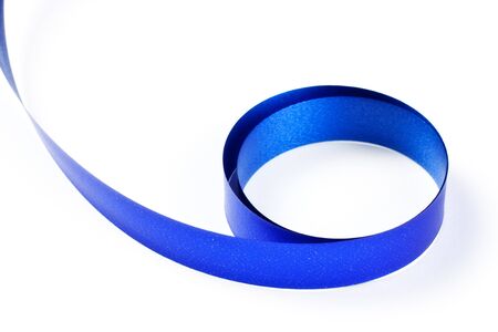 blue ribbon isolated on white backgroundの写真素材