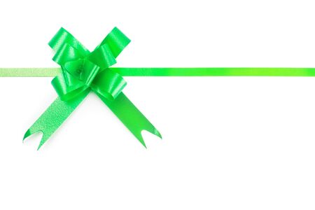 green bow isolated on whiteの写真素材