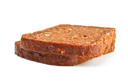 grain bread slices isolated on whiteの写真素材