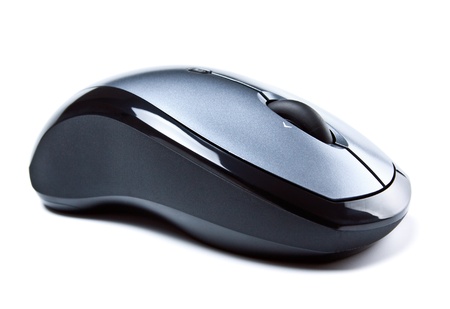 wireless computer mouse isolated on whiteの写真素材