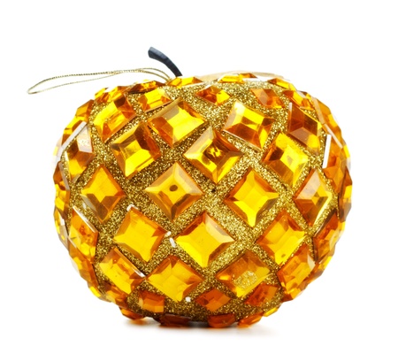 christmas ball in apple shape, isolated on whiteの写真素材