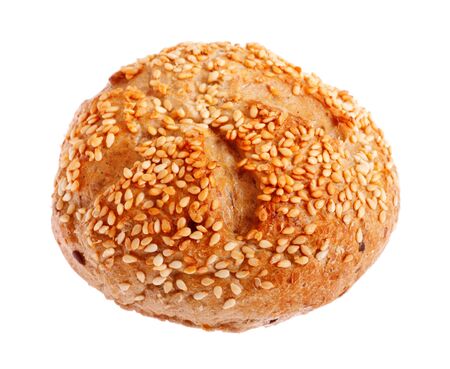 fresh bun with sesame isolated on whiteの写真素材