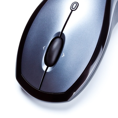 wireless computer mouse isolated on white backgroundの写真素材