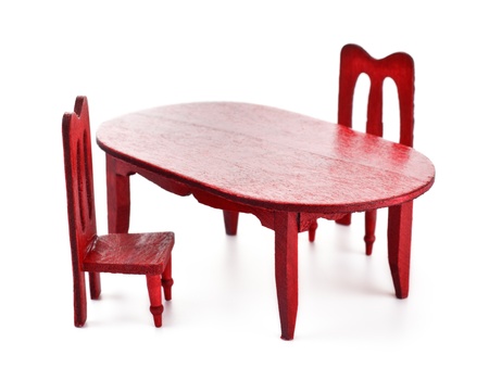 toy wooden furniture isolated on white backgroundの写真素材
