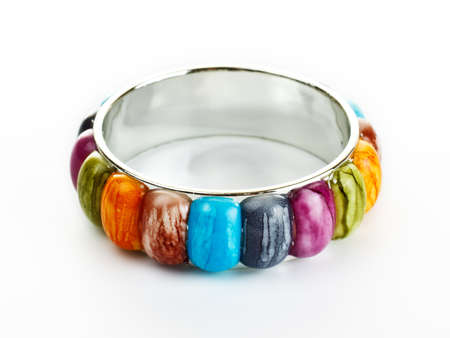 bracelet with color stones isolated on whiteの写真素材