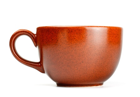 brown coffee cup isolated on white backgroundの写真素材