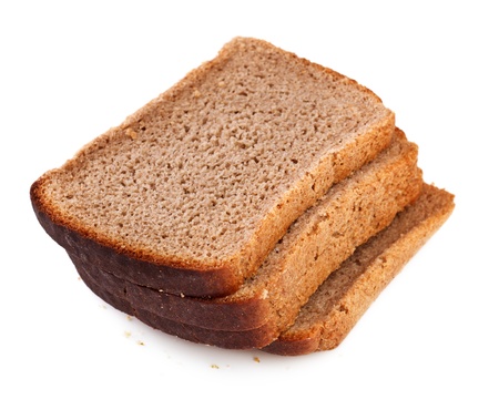 slices of rye bread isolated on a white backgroundの写真素材