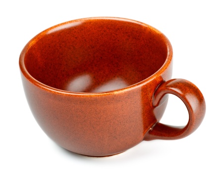 brown coffee cup isolated on white backgroundの写真素材