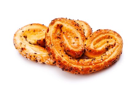 heart shaped cookies isolated on white backgroundの写真素材