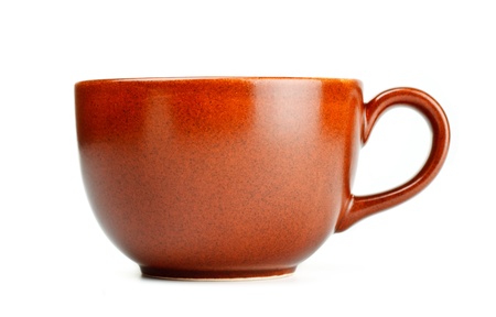 brown coffee cup isolated on white backgroundの写真素材