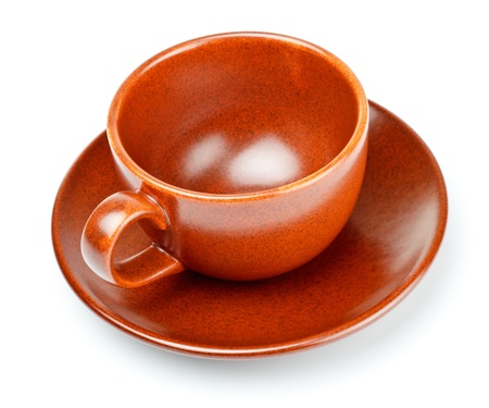 coffee cup and saucer isolated on whiteの写真素材