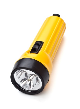 electric pocket flashlight isolated on white backgroundの写真素材
