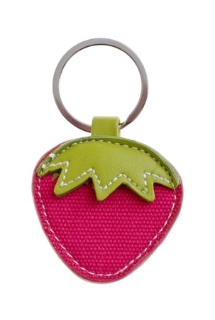 childish strawberry keychain isolated on white backgroundの写真素材