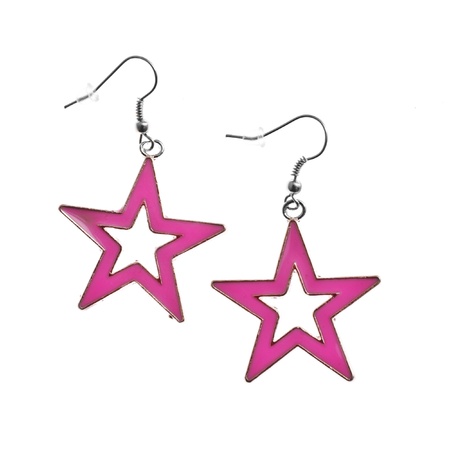 star shape earrings isolated on white backgroundの写真素材