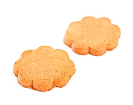 fresh cinnamon cookies isolated on white backgroundの写真素材