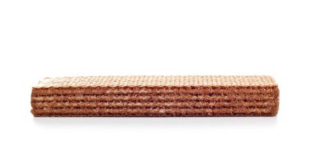 single chocolate waffle isolated on white backgroundの写真素材