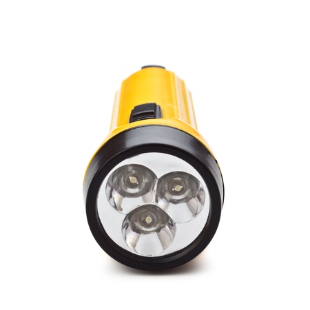 electric pocket flashlight isolated on white backgroundの写真素材