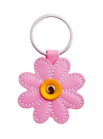 childish flower keychain isolated on white backgroundの写真素材