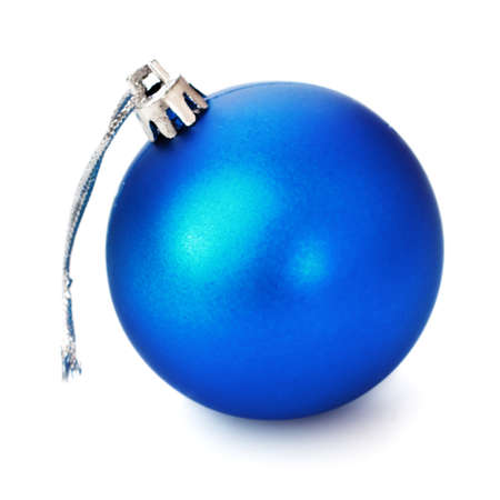 blue christmas ball isolated on white backgroundの写真素材