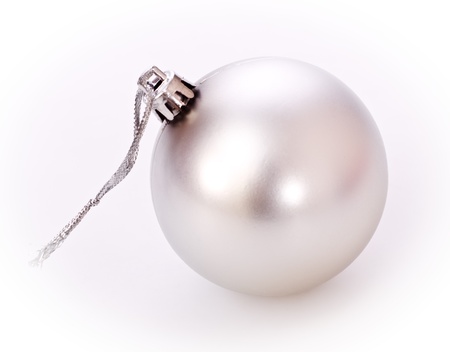 silver christmas ball isolated on white backgroundの写真素材