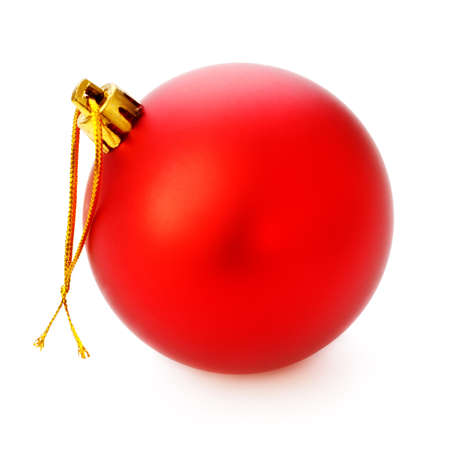 red christmas ball isolated on white backgroundの写真素材