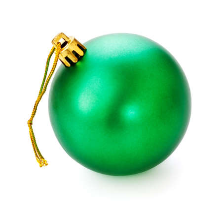 green christmas ball isolated on white backgroundの写真素材