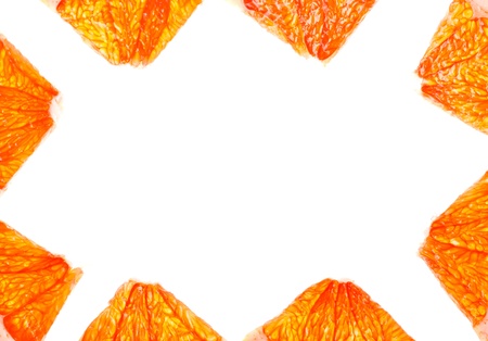 fresh citrus slices over white as backgroundの写真素材