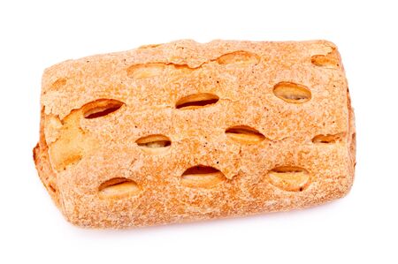 fresh crispy pie isolated on white backgroundの写真素材