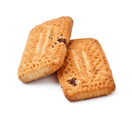 shortbreads cookies with raisins isolated on whiteの写真素材