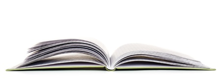 blank opened book isolated on white backgroundの写真素材