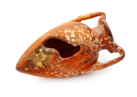 old decorative amphora isolated on white backgroundの写真素材