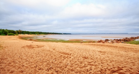 desolate beach under blue at summer dayの写真素材