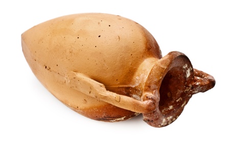 old decorative amphora isolated on white backgroundの写真素材