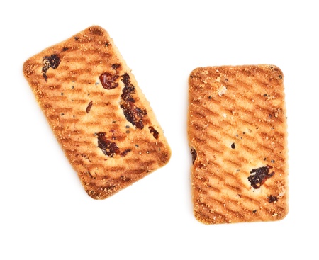 shortbreads cookies with raisins isolated on whiteの写真素材