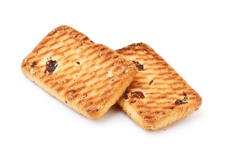 shortbreads cookies with raisins isolated on whiteの写真素材
