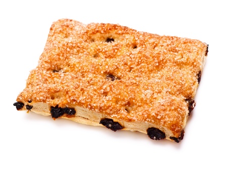 pone pie with raisins isolated on white backgroundの写真素材