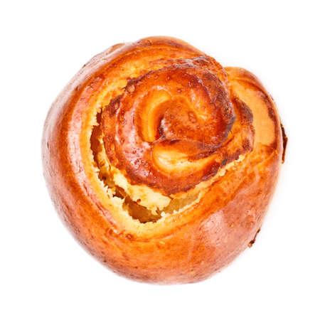 sweet spiral bun isolated on white backgroundの写真素材