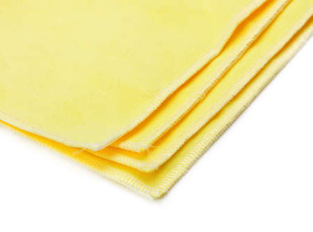 yellow microfiber duster isolated on white backgroundの写真素材