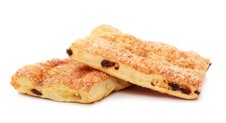 pone pies with raisins isolated on white backgroundの写真素材