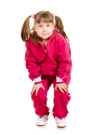 cute little sport girl isolated on whiteの写真素材