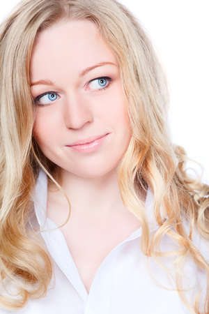 portrait of pretty serious woman, close upの写真素材