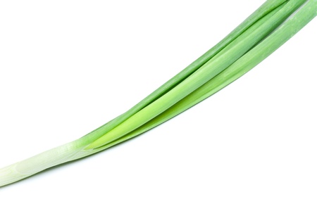 fresh green onions isolated on white backgroundの写真素材