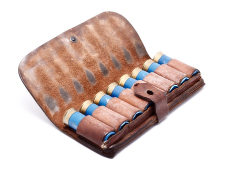 vintage ammunition belt isolated on white backgroundの写真素材