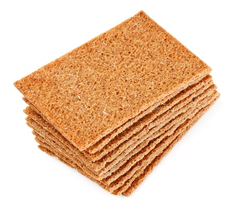 rye crisp crackers isolated on white backgroundの写真素材