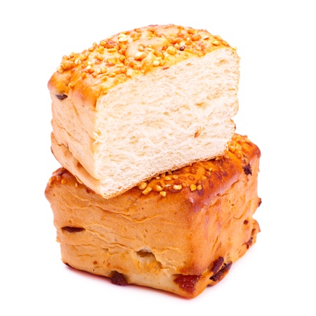 fresh bread with sesame isolated on white backgroundの写真素材