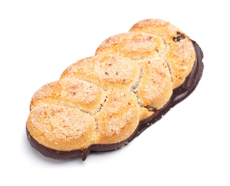 shortcake chocolate cookies isolated on white backgroundの写真素材