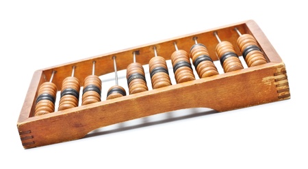 old wooden abacus isolated on white backgroundの写真素材