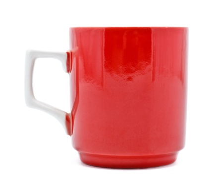 red coffee mug isolated on white backgroundの写真素材